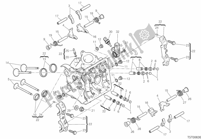 Todas las partes para Cabeza Horizontal de Ducati Hypermotard 950 SP USA 2020